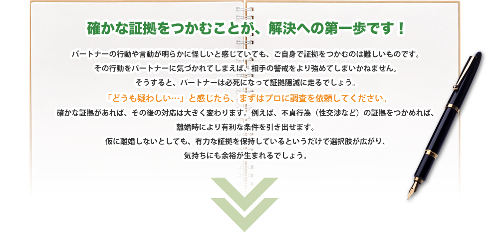 確かな証拠をつかむことが、解決への第一歩です！